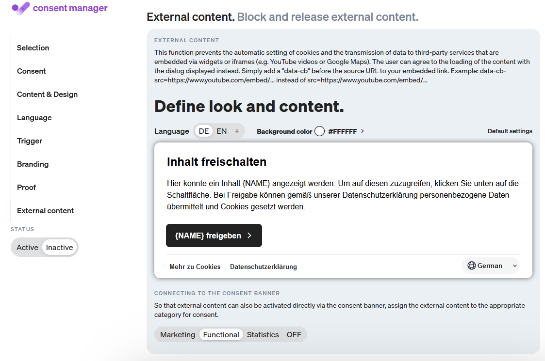 Block external content via the etracker consent manager