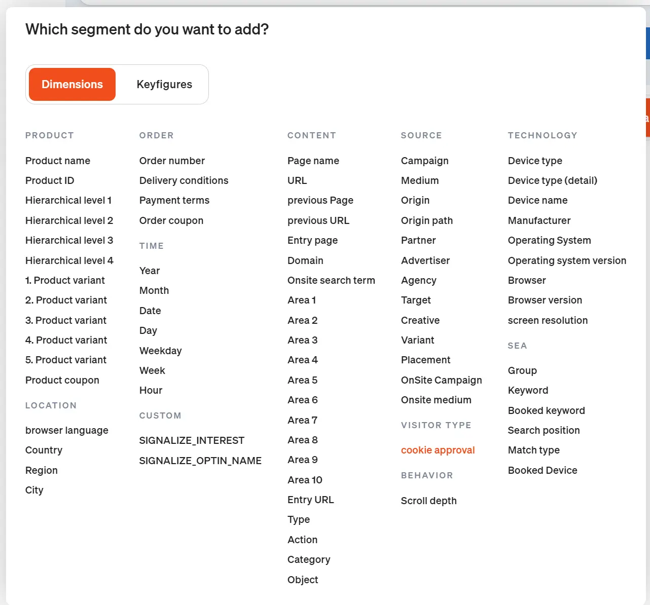 Which segment would you like to add to your report?