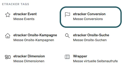 Select etracker conversion tag