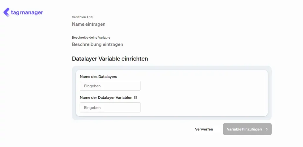 Datalayer-Variable im etracker tag manager einrichten